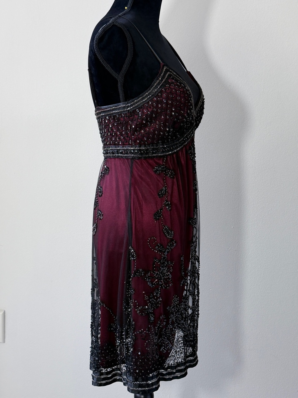 Vintage Sue Wong Embellished Burgundy Beaded Evening Dress - Picture 5 of 14